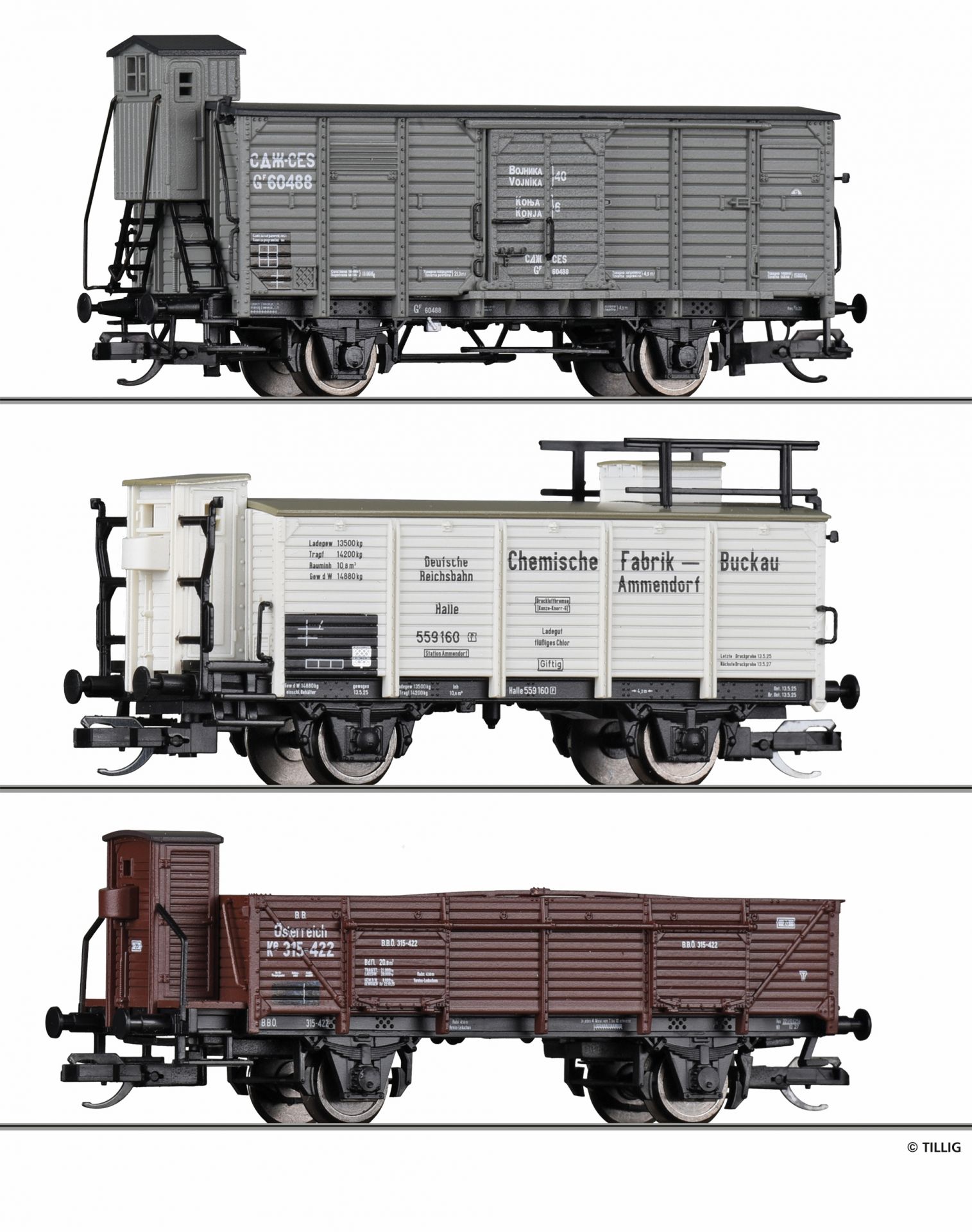 01053 | Güterwagenset CES, DRG und BBÖ