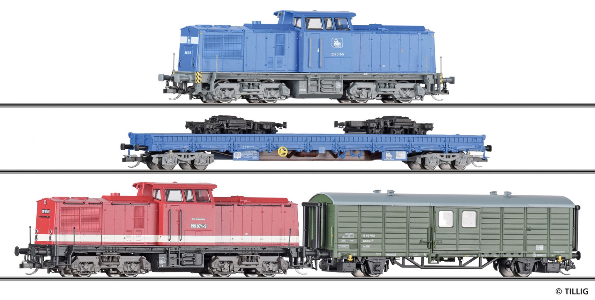 01080 | Freight car set Eisenbahn-Bau- undBetriebsgesellschaft Pressnitztalbahn mbH (PRESS)